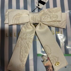 Lele Sadoughi ivory Lily  jacquard Antoinette bow barrette